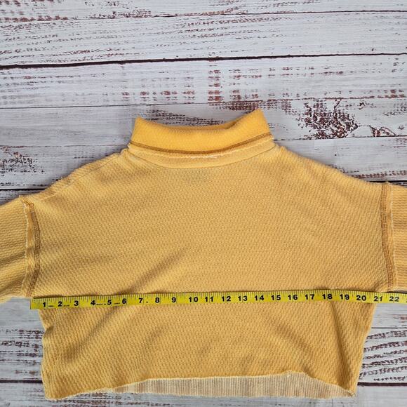Urban Outfitter Out From Under Waffle Knit Sweater Mustard Yellow Turtleneck Top - Picture 8 of 11